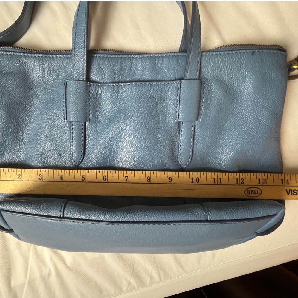 Fossil Blue Skylar Satchel Leather Shoulder Crossbody Bag Purse - Picture 13 of 13